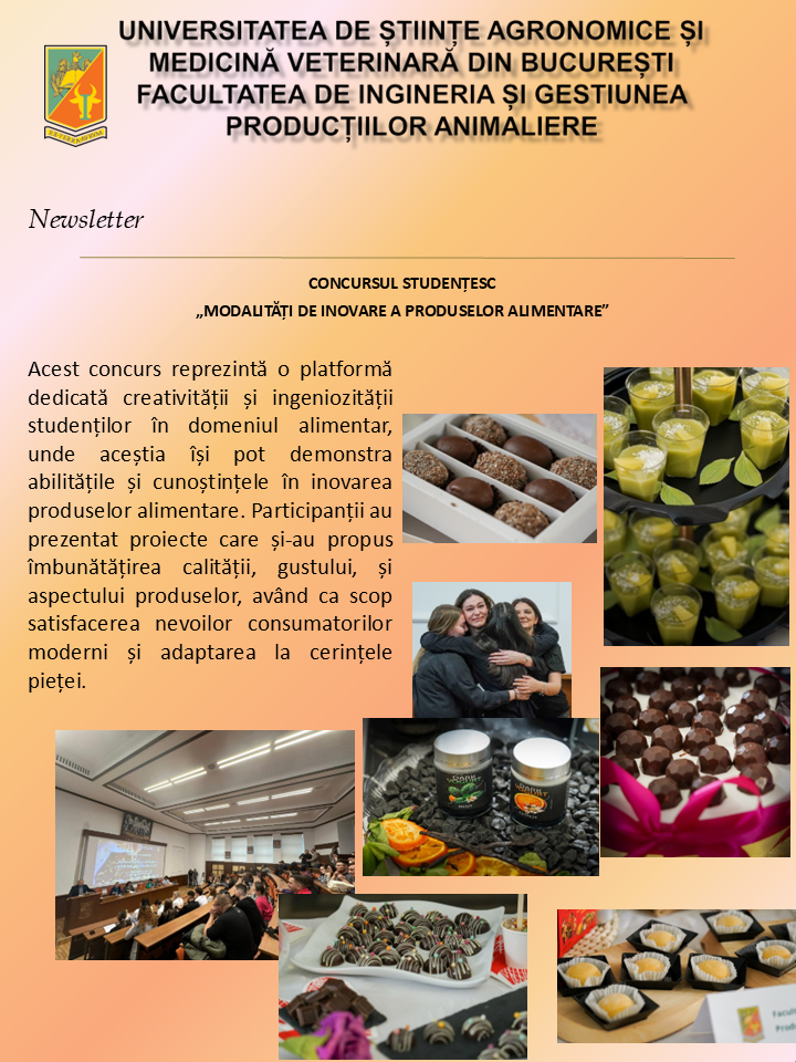 Concurs Studenţesc „MODALITĂŢI DE INOVARE A PRODUSELOR ALIMENTARE” - ediția 2
